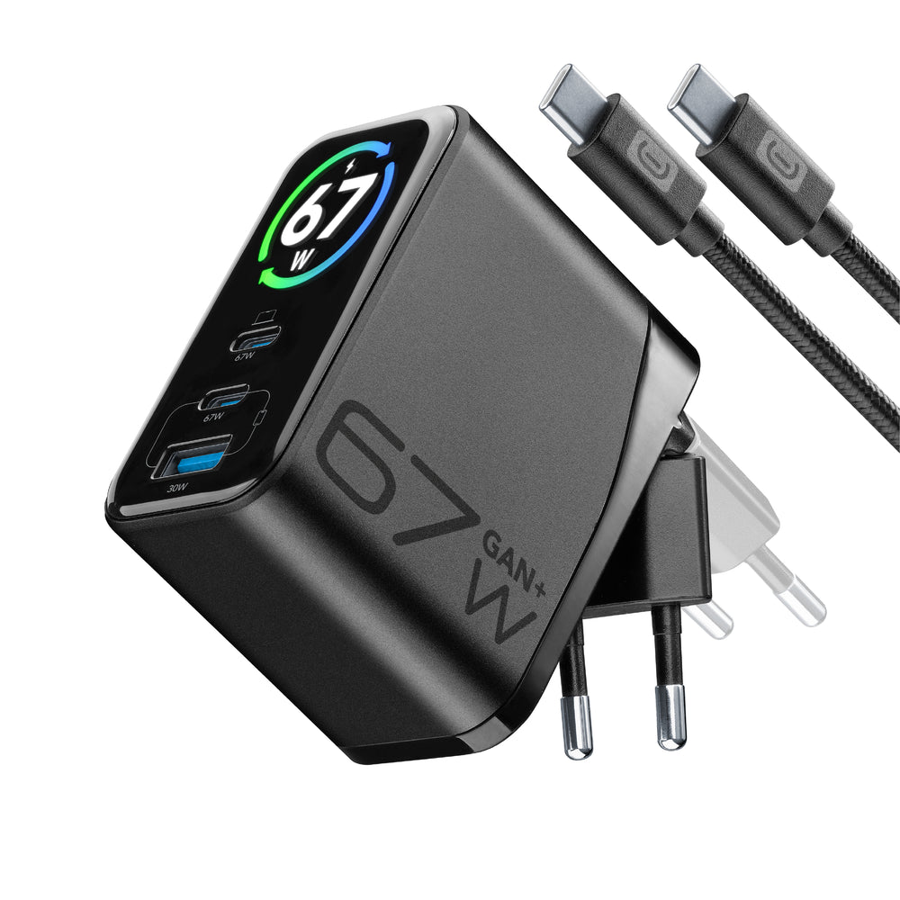 Cellularline ACHTFTKITC2C67WK mobile device charger Laptop, Universal Black AC Fast charging Indoor