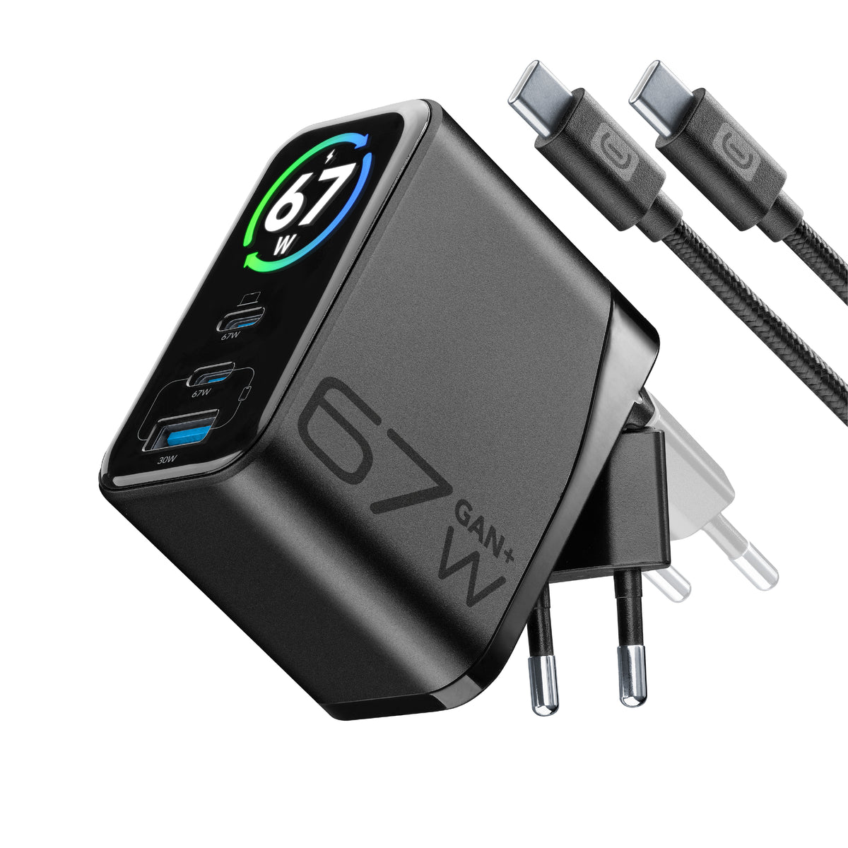 Cellularline ACHTFTKITC2C67WK mobile device charger Laptop, Universal Black AC Fast charging Indoor