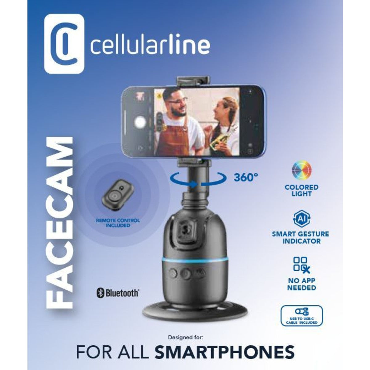 Phone holder with automatic face tracking