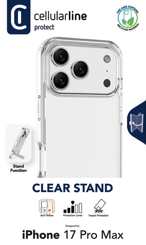 Clear Stand - Transparent case with integrated stand for hands-free use.