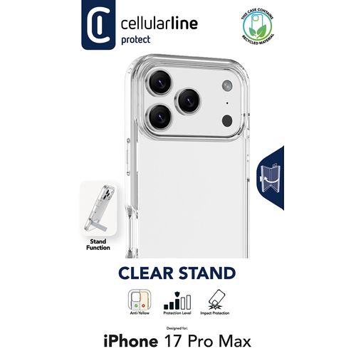 Support transparent - Étui transparent avec support intégré pour une utilisation mains libres.