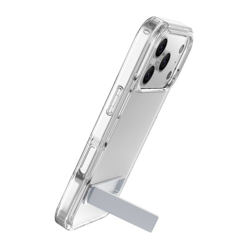 Support transparent - Étui transparent avec support intégré pour une utilisation mains libres.