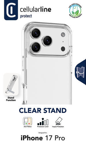 Clear Stand - Transparent case with integrated stand for hands-free use.