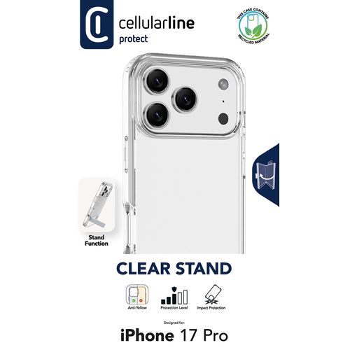 Support transparent - Étui transparent avec support intégré pour une utilisation mains libres.