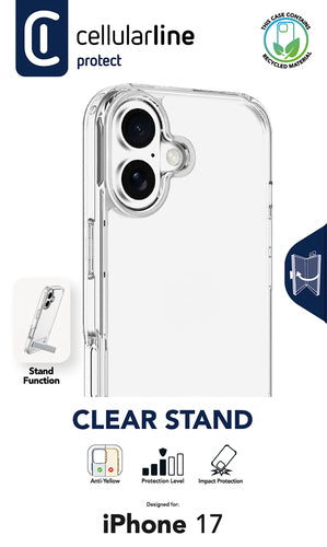 Clear Stand - Transparent case with integrated stand for hands-free use.