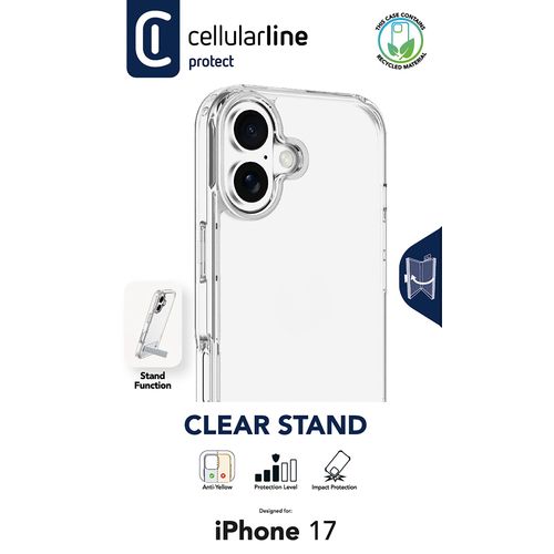 Support transparent - Étui transparent avec support intégré pour une utilisation mains libres.