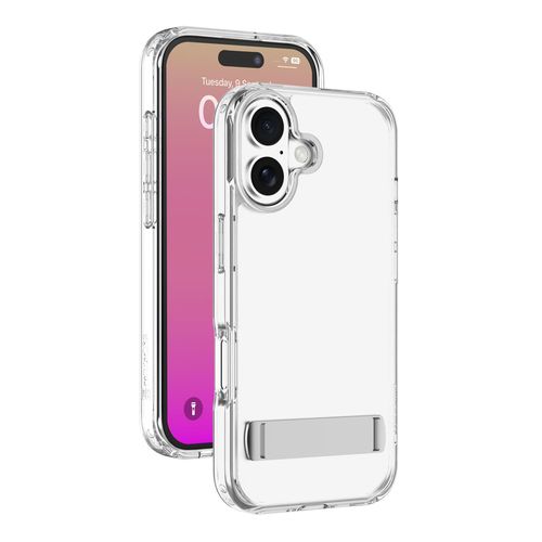 Support transparent - Étui transparent avec support intégré pour une utilisation mains libres.