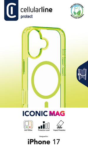 Étui transparent avec bords colorés compatible avec l'écosystème Magsafe®.