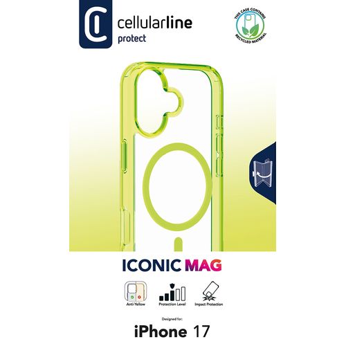 Étui transparent avec bords colorés compatible avec l'écosystème Magsafe®.