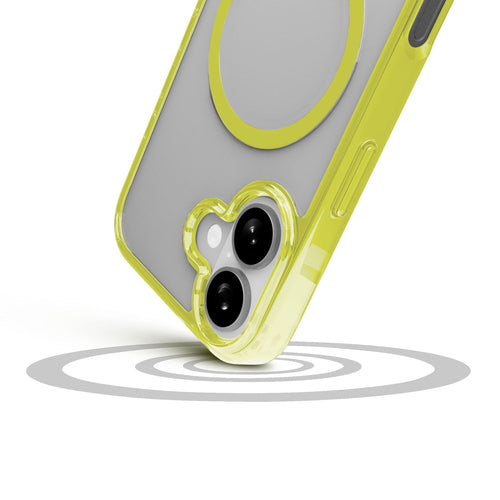 Étui transparent avec bords colorés compatible avec l'écosystème Magsafe®.