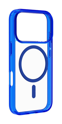 Étui transparent avec bords colorés compatible avec l'écosystème Magsafe®.