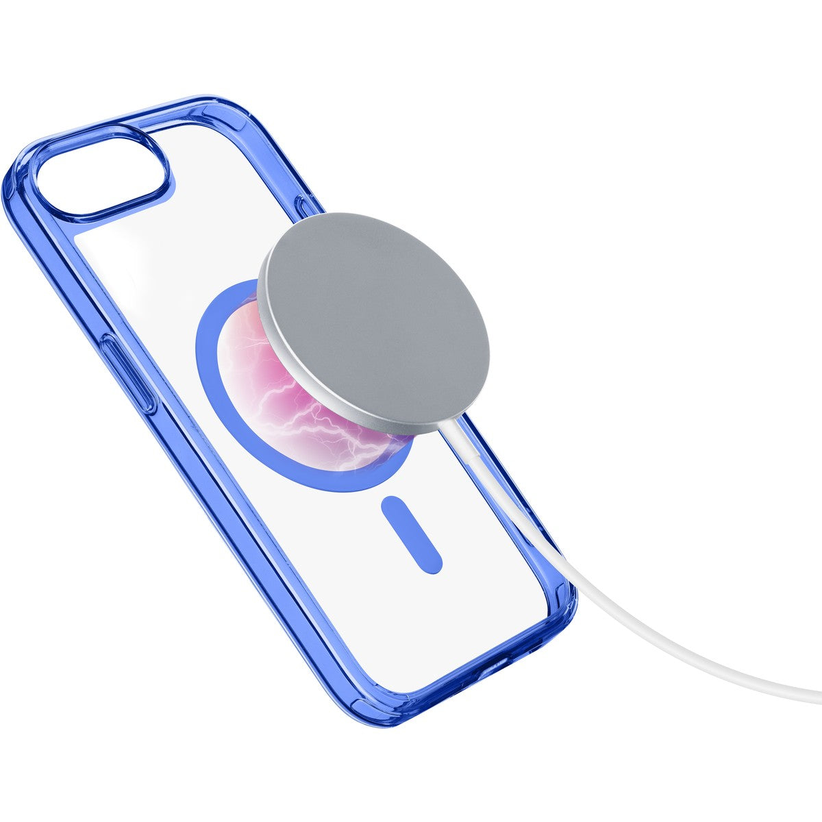 Transparentes Gehäuse mit farbigen Rändern, kompatibel mit dem Magsafe®-Ökosystem