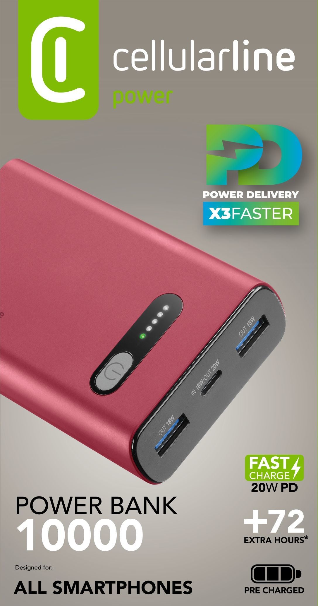 Cellularline 8018080484605 Lithium-Ion (Li-Ion) 10000 mAh Red